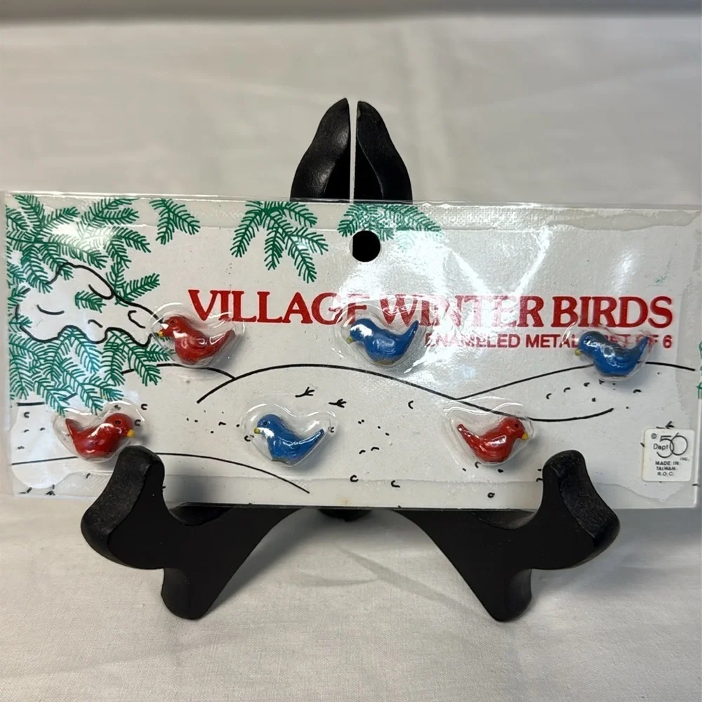 Department 56 Village Winter Birds – Enameled Metal – Set of 6 – In Packaging